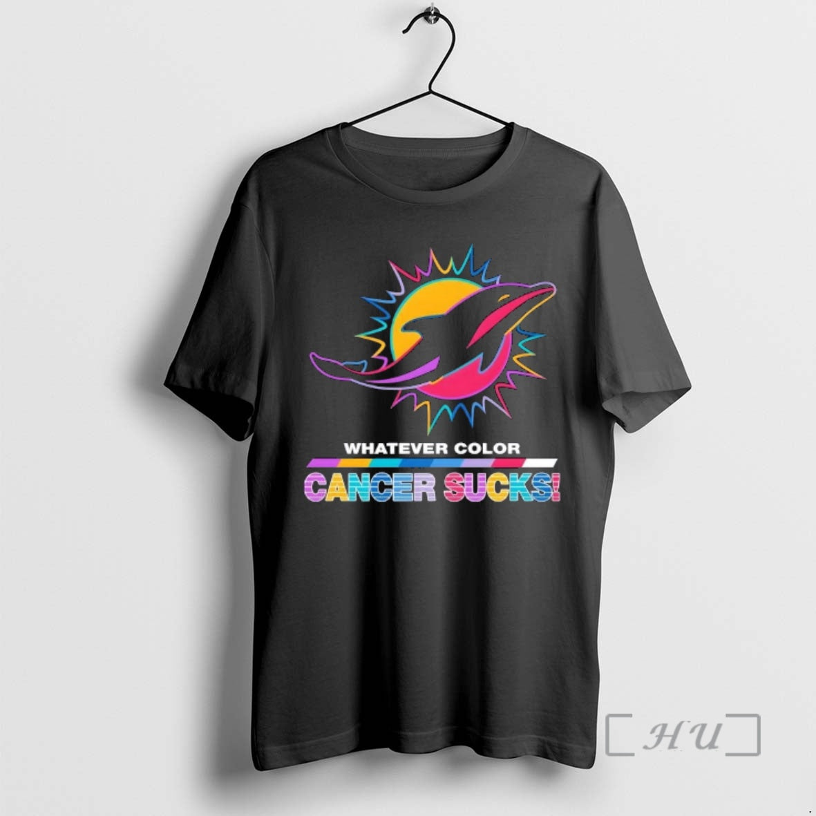 Officials Miami Dolphins Football Whatever Color Cancer Sucks Logo Colors T-Shirts, Hoodie, Sweatshirt | PopFlextees.com