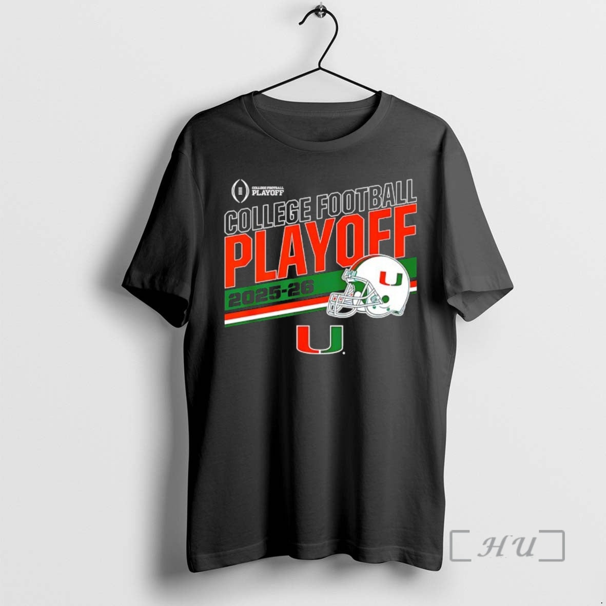 Officials Miami Huricanes 2025 2026 College Football Playoff Stripe Helmet T-Shirts, Hoodie, Sweatshirt | PopFlextees.com