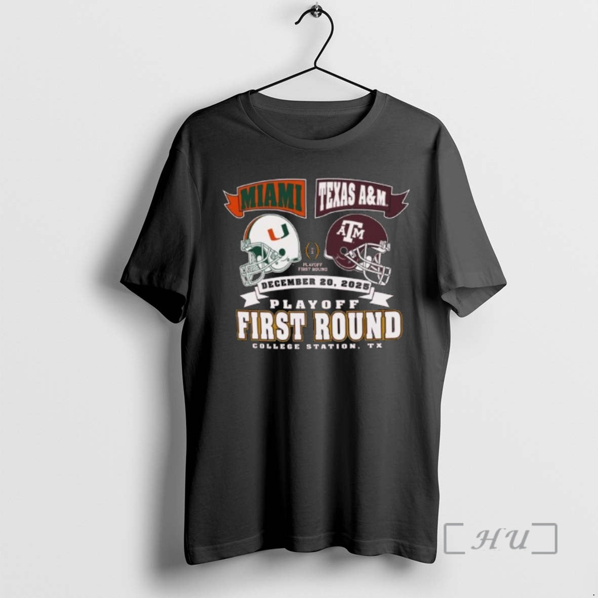 Officials Miami Vs Texas Am Cfp Round 1 Head 2 Head Helmet Dec 20 2025 T-Shirts, Hoodie, Sweatshirt | PopFlextees.com