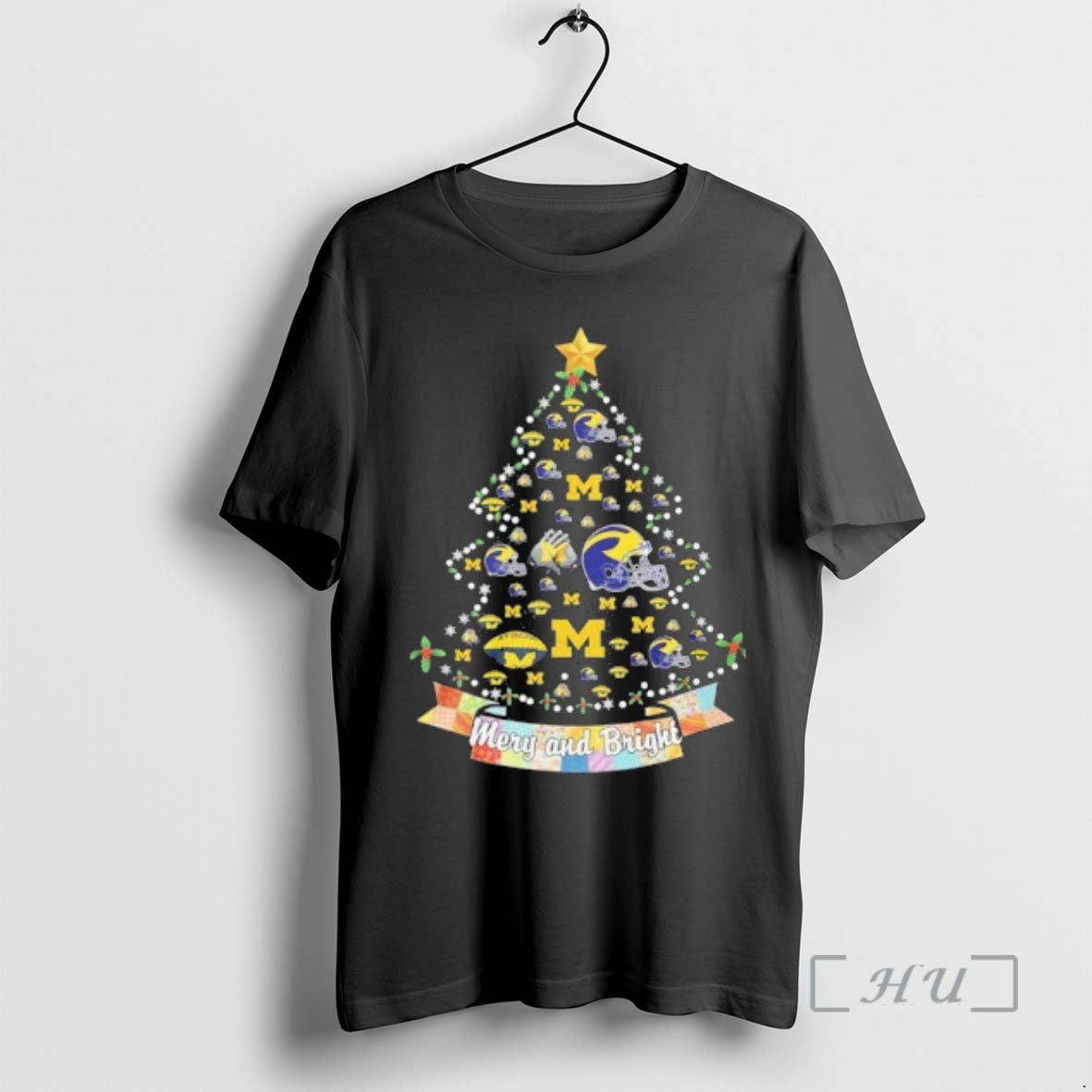 Officials Michigan Wolverines Merry And Bright Christmas Tree T-Shirts, Hoodie, Sweatshirt | PopFlextees.com