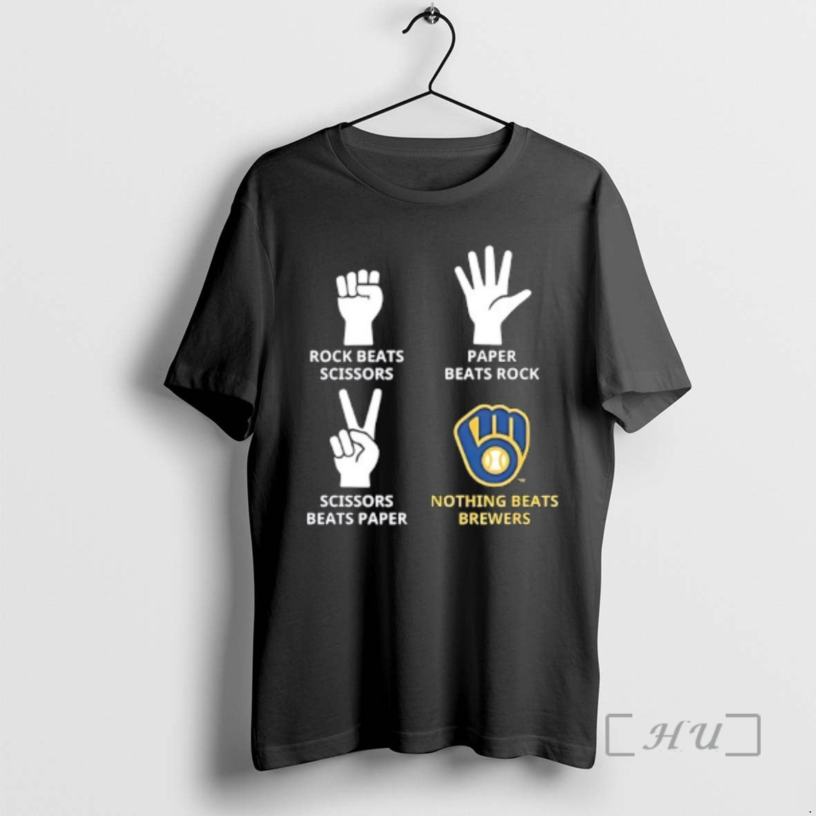 Officials Milwaukee Brewers Nothing Beats Rock Beats Scissors Paper Beats Rock Scissors Beats Paper Premium T-Shirts,...