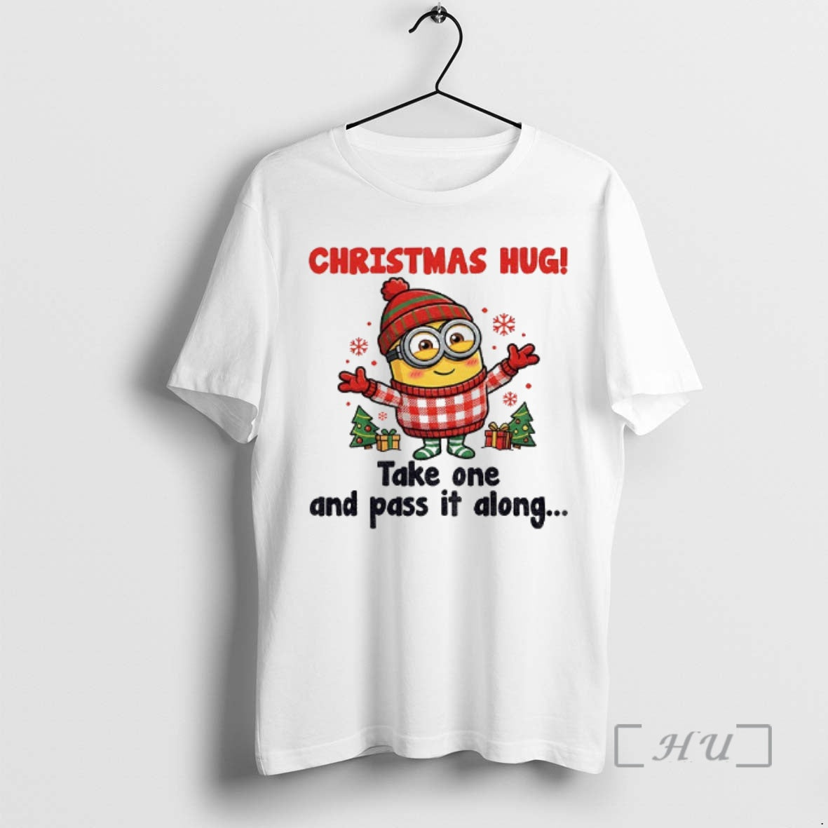 Officials Minion Santa Christmas Hug Take One And Pass It Along Christmas Premium T Shirts Hoodie, Sweatshirt