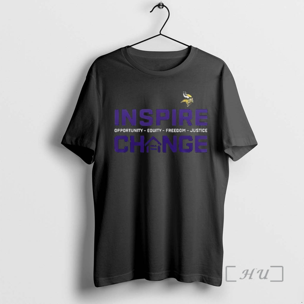 Officials Minnesota Vikings X Inspire Change Opportunity Equity Freedom Justice Double Sided Graphic Premium T-Shirts,...