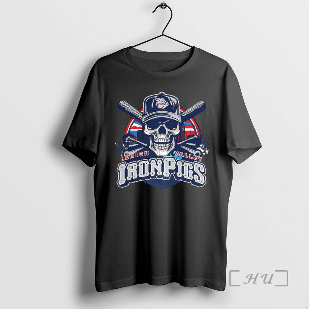Officials Minor League Baseball Lehigh Valley Ironpigs Skull Cross Bats Logo Premium T Shirts Sweater Hoodie, Sweatshirt