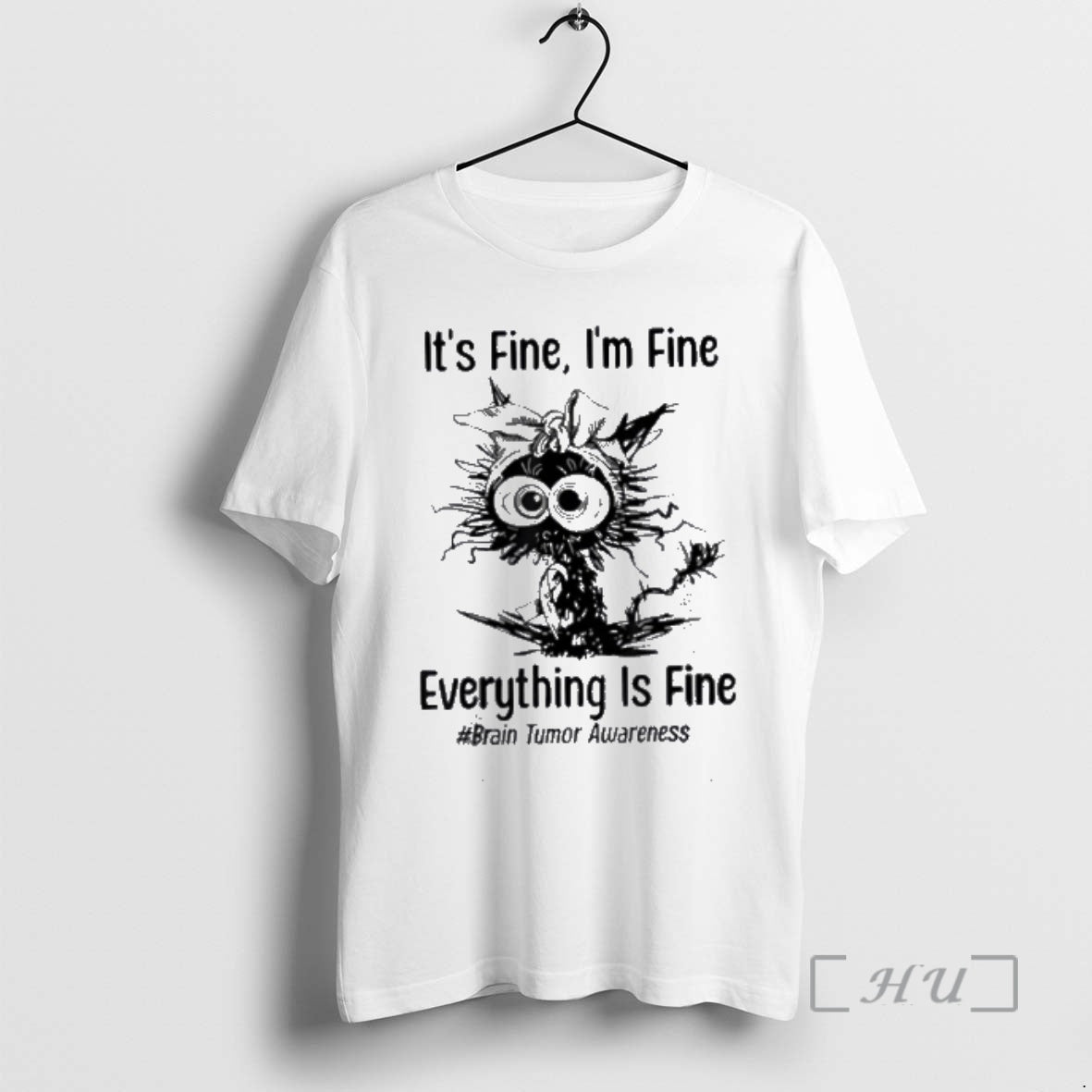 Officials Motivational Brain Tumor Awareness Cat Gray Ribbon Funny T-Shirts, Hoodie, Sweatshirt | PopFlextees.com