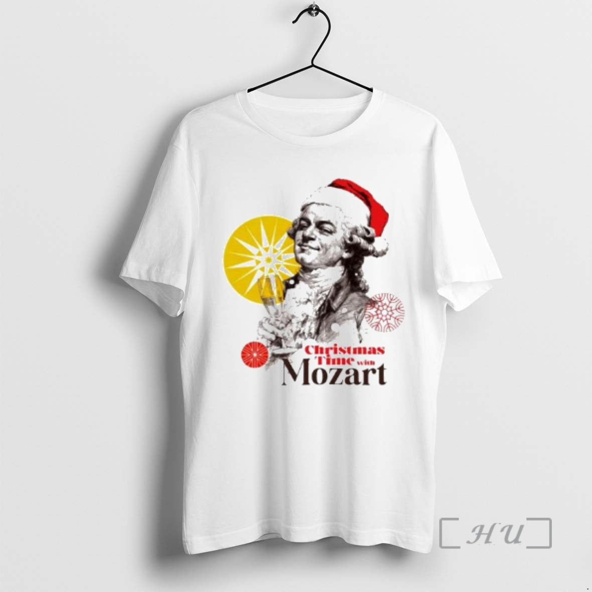 Officials Mozart With Santa Hat Christmas Time Ornaments T-Shirts, Hoodie, Sweatshirt | PopFlextees.com
