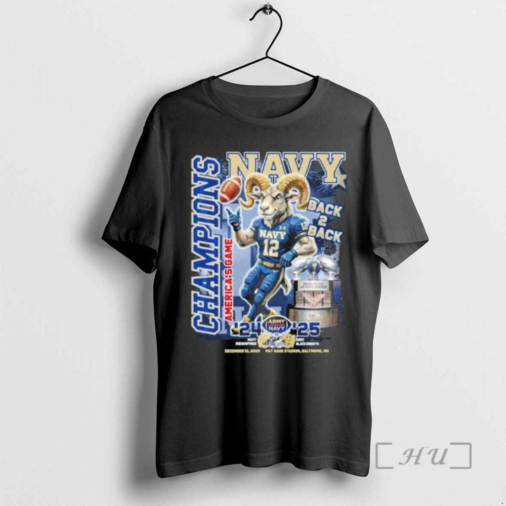 Officials Navy Midshipmen Mascot Back 2 Back Americas Game Champions T-Shirts, Hoodie, Sweatshirt | PopFlextees.com