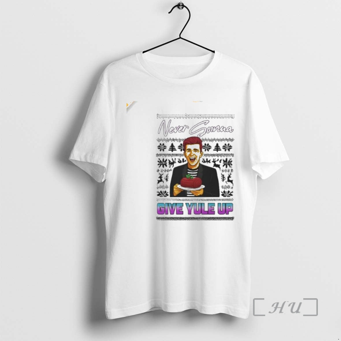 Officials Never Gonna Give Yule Up Rick Astley Ugly Christmas Circle White Premium T Shirts Hoodie, Sweatshirt