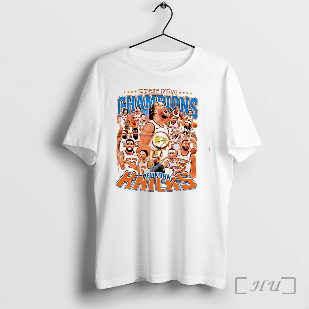 Officials New York Basketball 2026 Champions Team Collage Tee