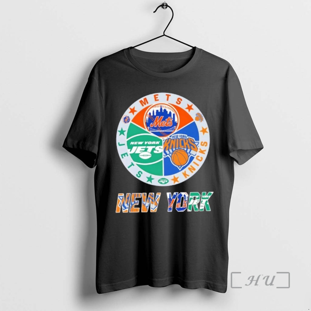 Officials New York City Sports Mets Knicks Jets Logos Combine T-Shirts, Hoodie, Sweatshirt | PopFlextees.com