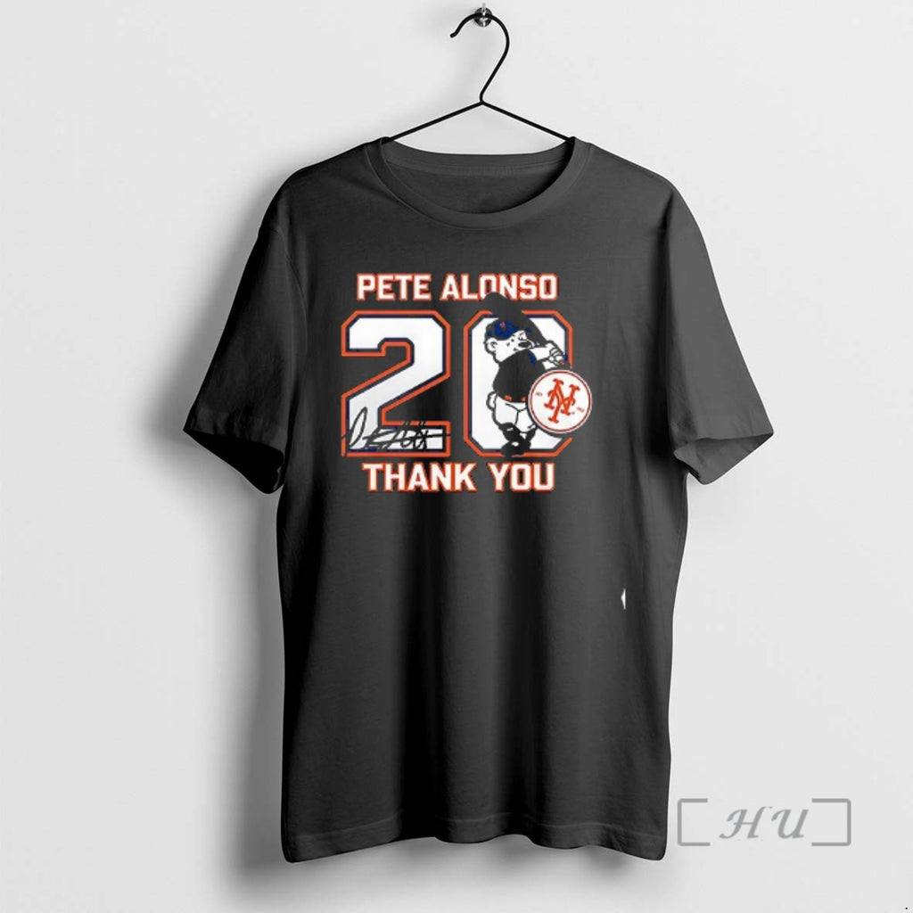 Officials New York Mets Pete Alonso Thank You 20 Signature Bear Mascot Double Sided Graphic T-Shirts, Hoodie, Sweatshirt