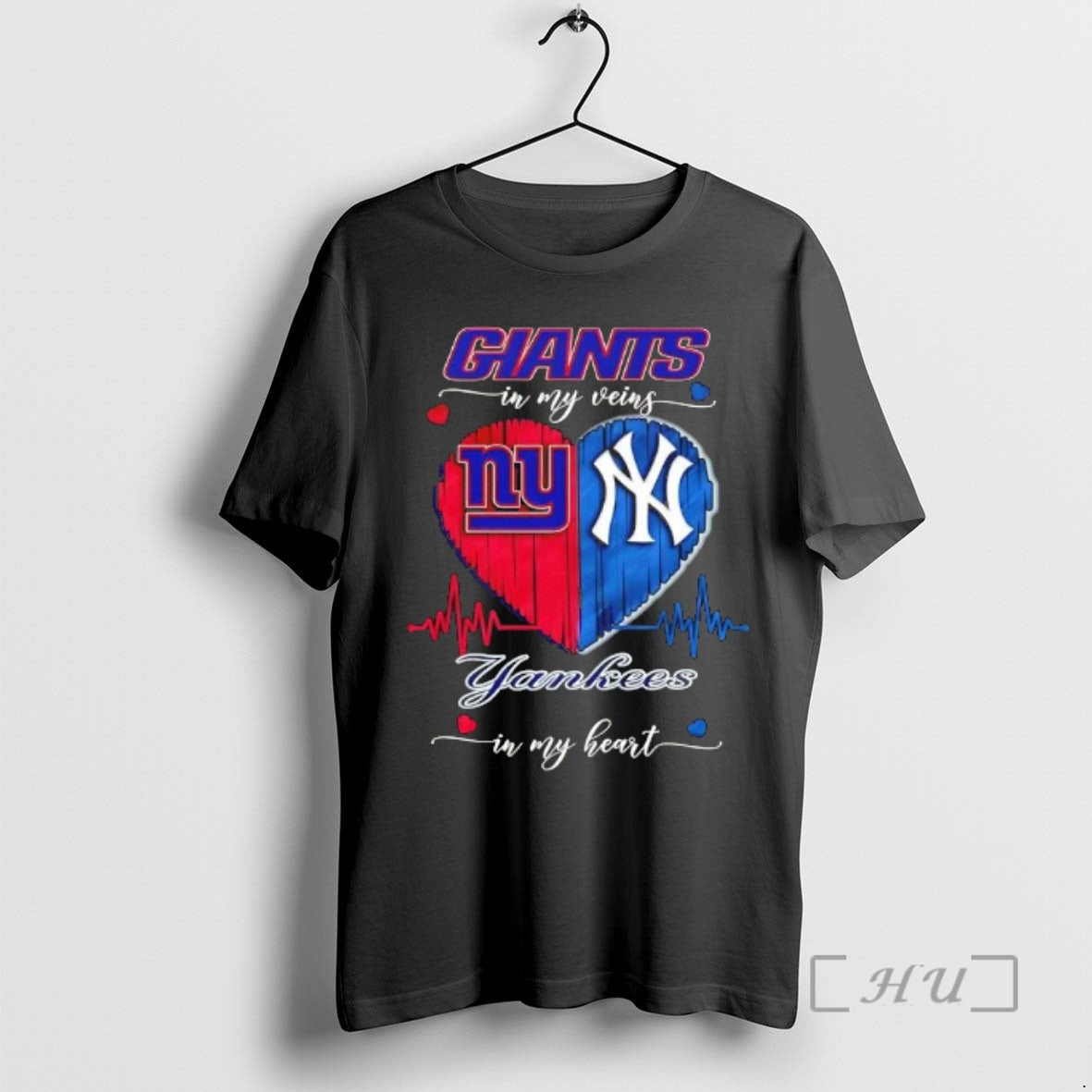 Officials New York Sports Giants In My Veins Yankees In My Heart Premium T Shirts Hoodie, Sweatshirt | PopFlextees.com
