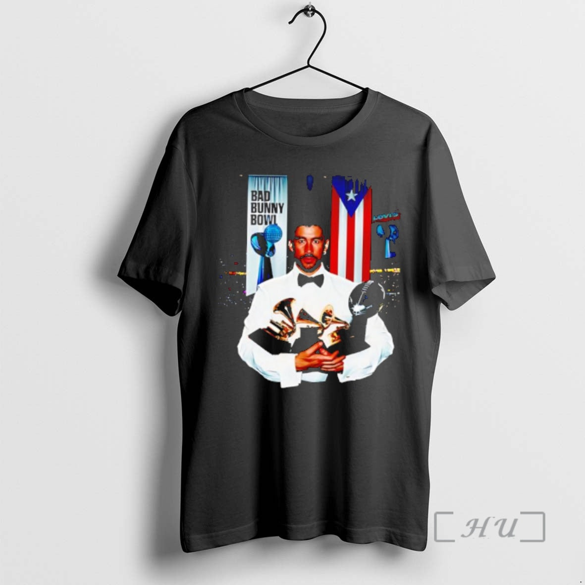 Officials Nice Bad Bunny Bowl Puerto Rico Flag Holding Multiple Grammy Music Awards Premium T-Shirts, Hoodie, Sweatshirt