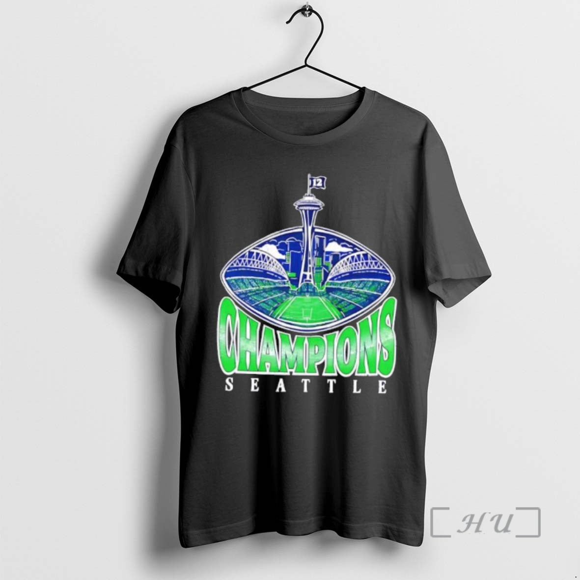 Officials Nice Seattle Champions Space Needle Stadium Field 12 Flag T-Shirts, Hoodie, Sweatshirt | PopFlextees.com