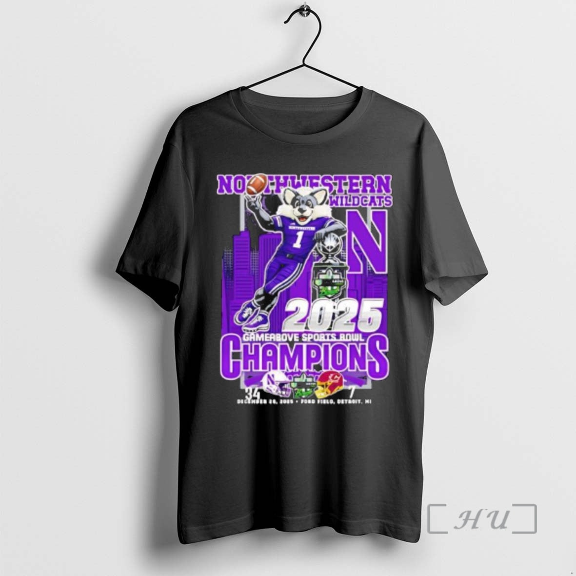 Officials Northwestern Wildcats 2025 Gamerbove Sports Bowl Champions Mascot T-Shirts, Hoodie, Sweatshirt | PopFlextees.com