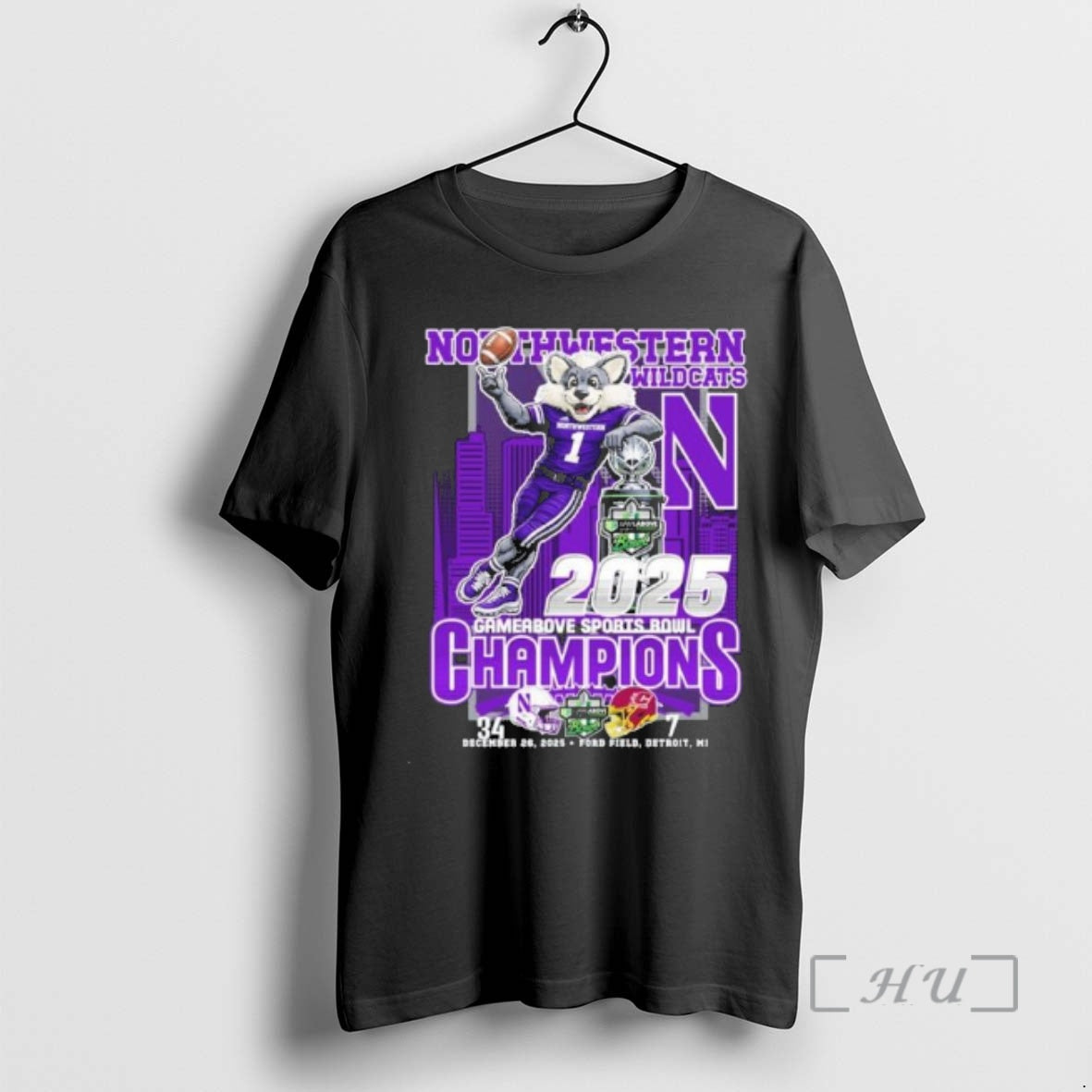 Officials Northwestern Wildcats Mascot 2025 Gameabove Sports Bowl Champions T-Shirts, Hoodie, Sweatshirt | PopFlextees.com