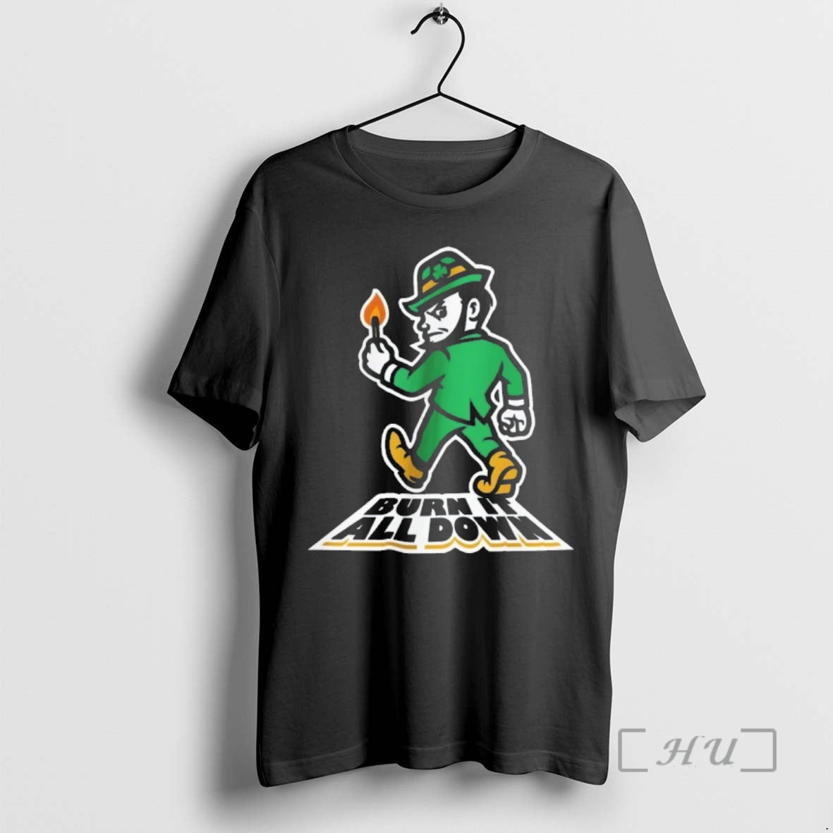 Officials Notre Dame Fighting Irish Burn It All Down Mascot T-Shirts, Hoodie, Sweatshirt | PopFlextees.com