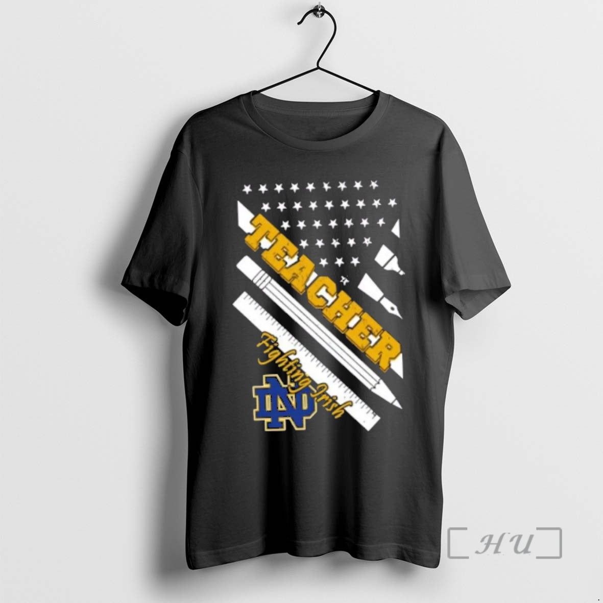 Officials Notre Dame Fighting Irish X Teacher American Flag T-Shirts, Hoodie, Sweatshirt | PopFlextees.com