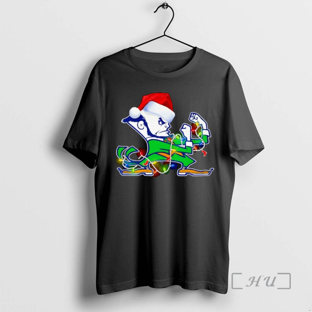 Officials Notre Dames Fighting Irish Lights Santa Hat Christmas T-Shirts, Hoodie, Sweatshirt | PopFlextees.com
