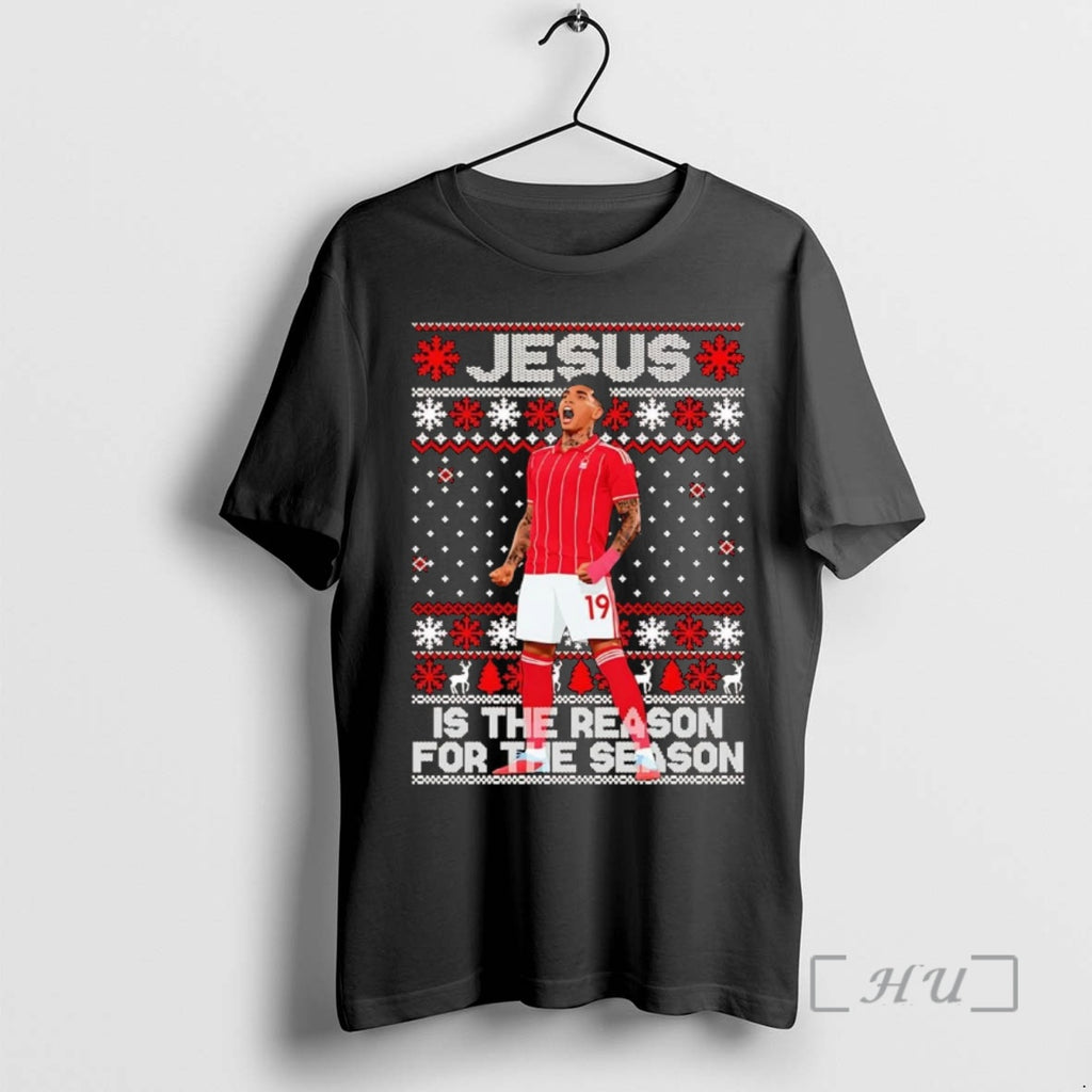 Officials Nottingham Forest Fc Jesus Is The Reason For The Season Christmas Premium T Shirts Hoodie, Sweatshirt