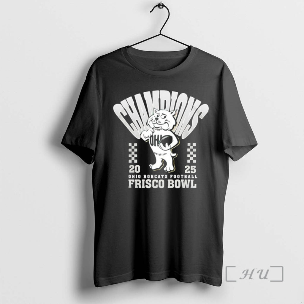 Officials Ohio Bobcats Frisco Bowl Champions 2025 Mascot T-Shirts, Hoodie, Sweatshirt | PopFlextees.com