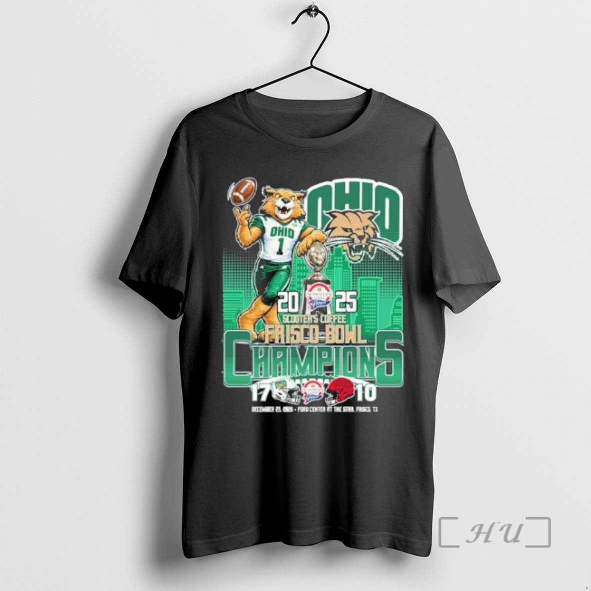 Officials Ohio Bobcats Mascot 2025 Frisco Bowl Champions Score T-Shirts, Hoodie, Sweatshirt | PopFlextees.com