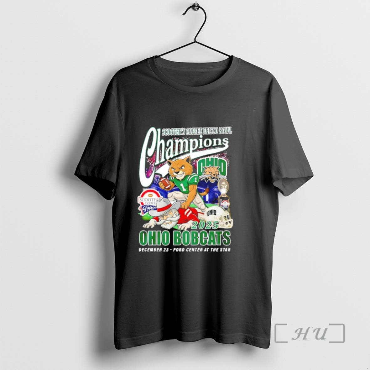 Officials Ohio Bobcats Scooters Coffee Frisco Bowl Champions 2025 Mascot T-Shirts, Hoodie, Sweatshirt