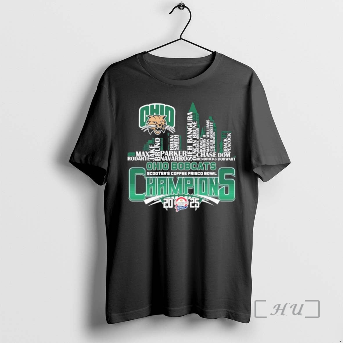 Officials Ohio Bobcats Skyline Player Name 2025 Frisco Bowl Champions T-Shirts, Hoodie, Sweatshirt | PopFlextees.com