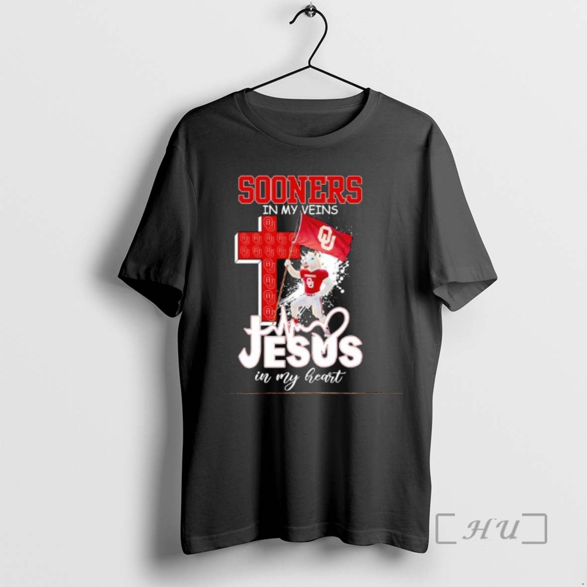 Officials Oklahoma Sooners Football In My Veins Jesus In My Heart Mascot Flag Premium T-Shirts, Hoodie, Sweatshirt