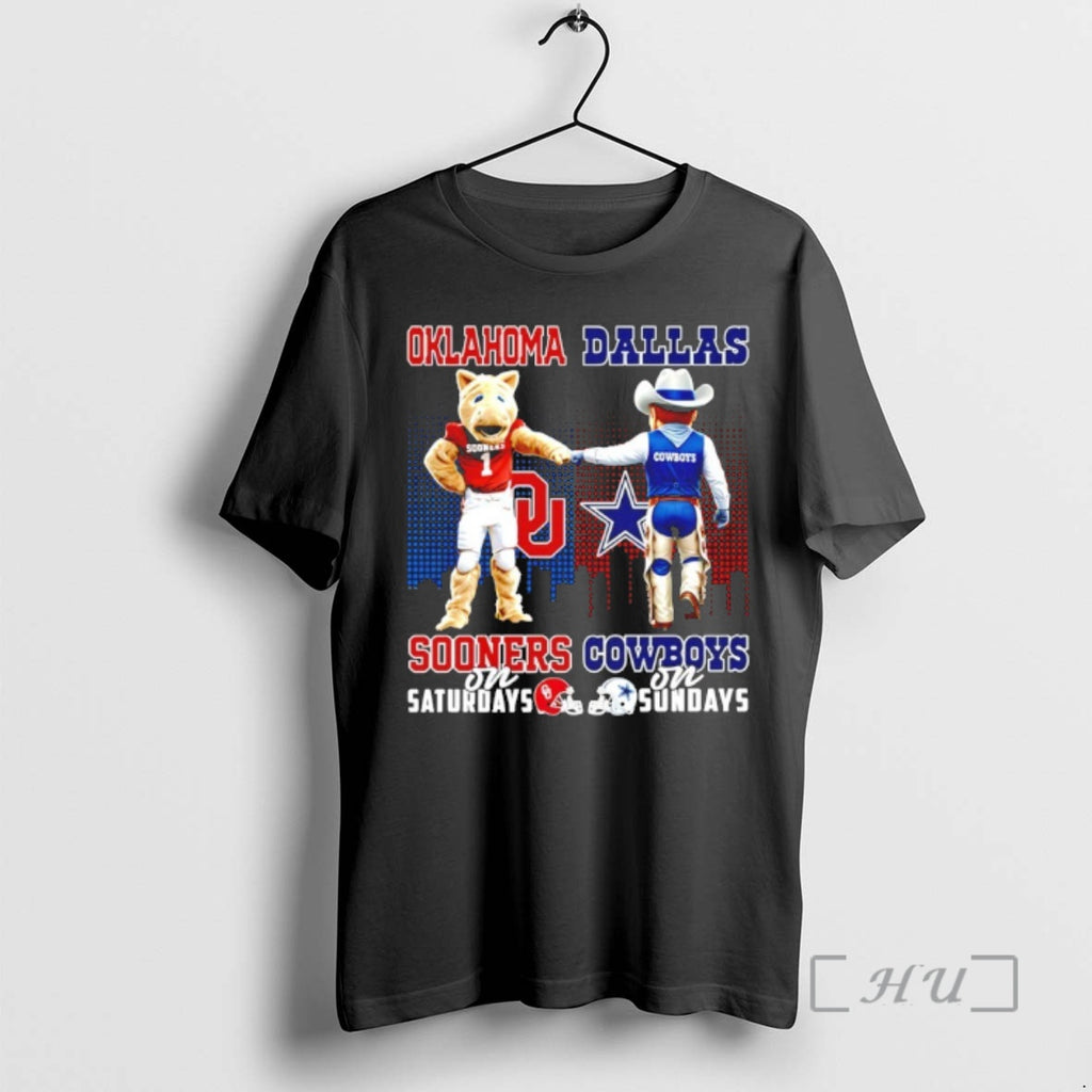 Officials Oklahoma Sooners On Saturdays Vs Dallas Cowboys On Sundays Mascot Skyline Premium T Shirts Hoodie, Sweatshirt