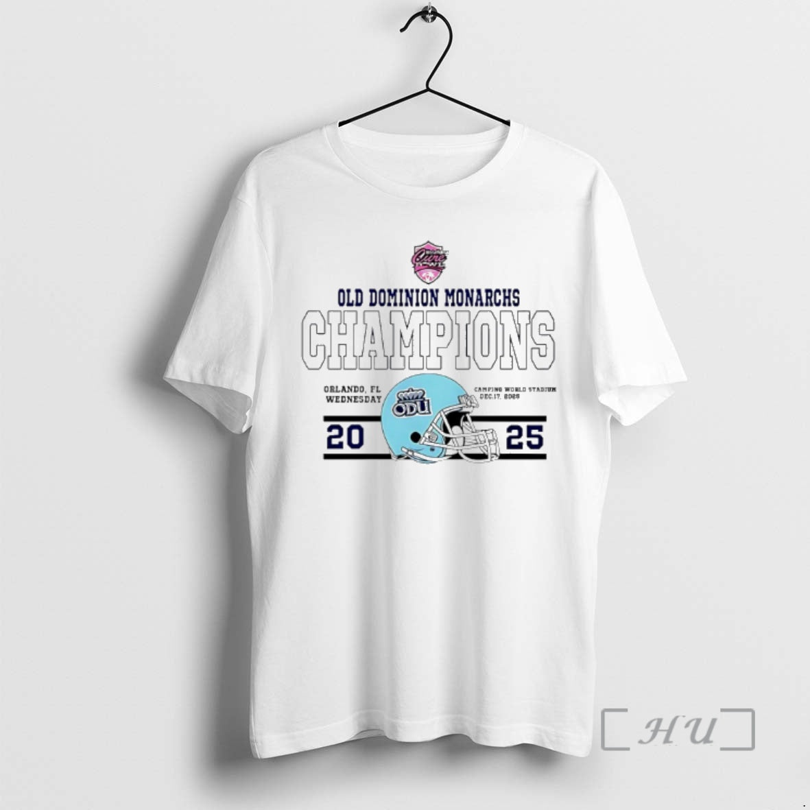 Officials Old Dominion Monarchs Football 2025 Cure Bowl Champions Helmet T-Shirts, Hoodie, Sweatshirt | PopFlextees.com