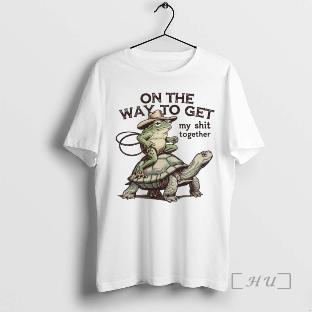 Officials On The Way To Get My Shit Togther Cowboy Frog Turtle Premium T Shirts Hoodie, Sweatshirt | PopFlextees.com