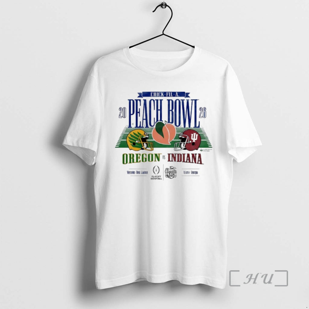 Officials Oregon Vs Indiana 2026 Chick Fil A Peach Bowl Football Helmet Premium T Shirts Hoodie, Sweatshirt | PopFlextees.com