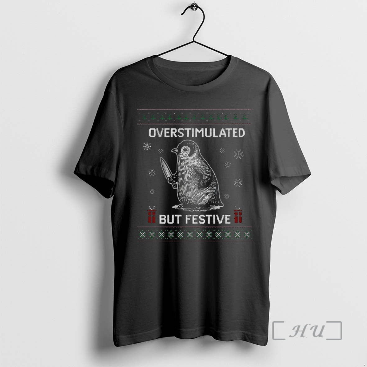 Officials Penguin Overstimulated But Festive Ugly Christmas T-Shirts, Hoodie, Sweatshirt | PopFlextees.com