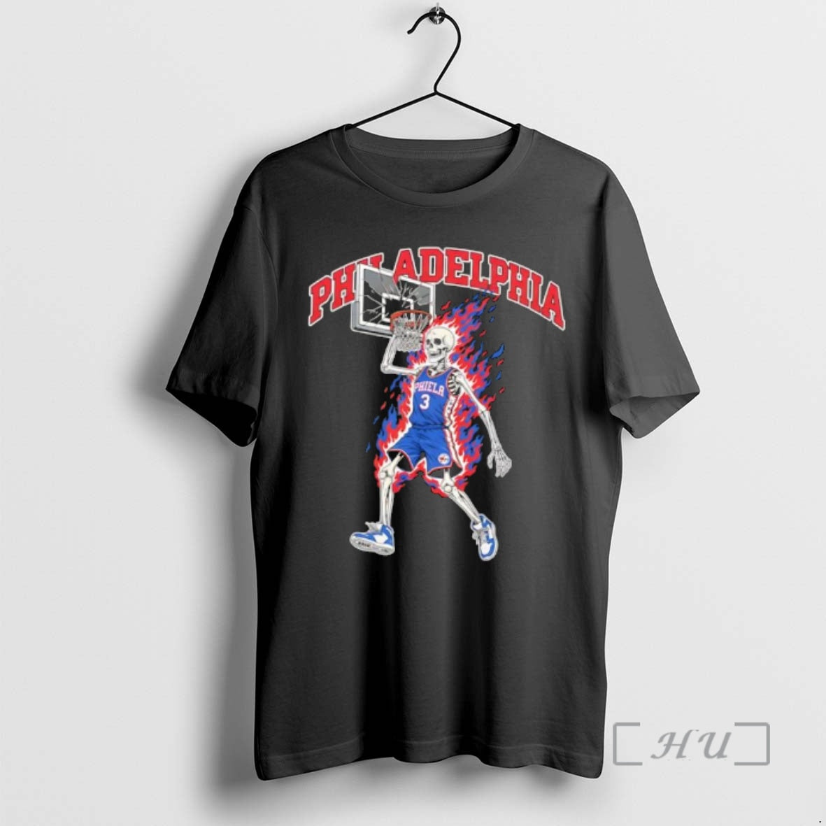 Officials Philadelphia 76ers Basketball Skeleton Player Fire T-Shirts, Hoodie, Sweatshirt