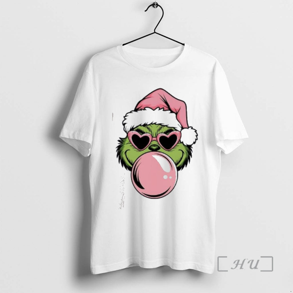 Officials Pink Christmas Grinch Blowing Bubble Heart Sunglasses T-Shirts, Hoodie, Sweatshirt | PopFlextees.com