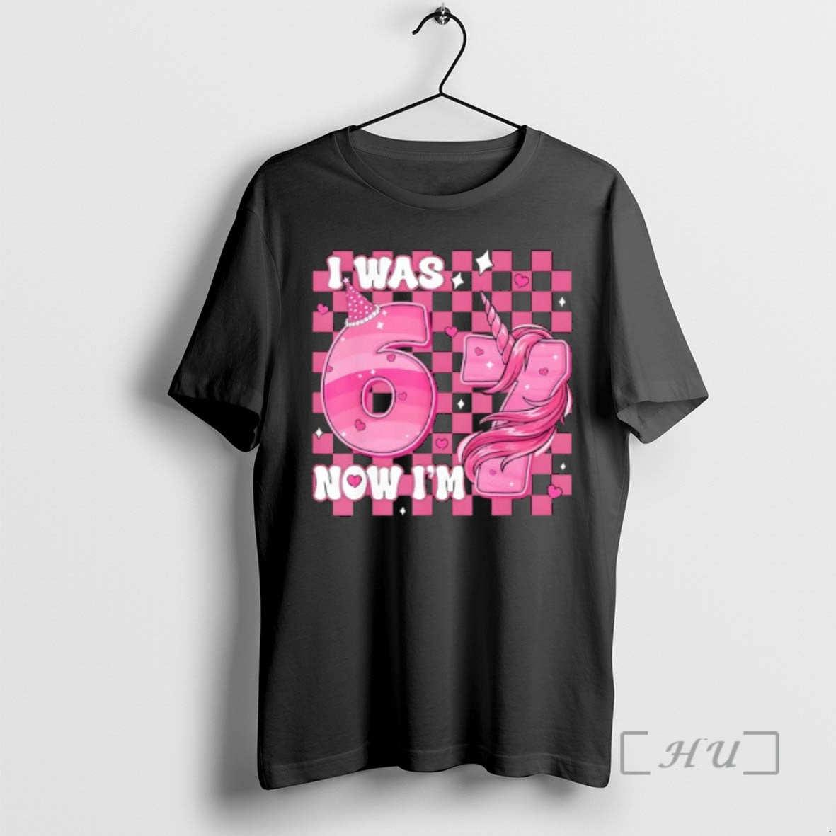 Officials Pink Checkered I Was 6 Now Im 7 Birthday 7 Years Old Bday Premium T-Shirts, Hoodie, Sweatshirt | PopFlextees.com