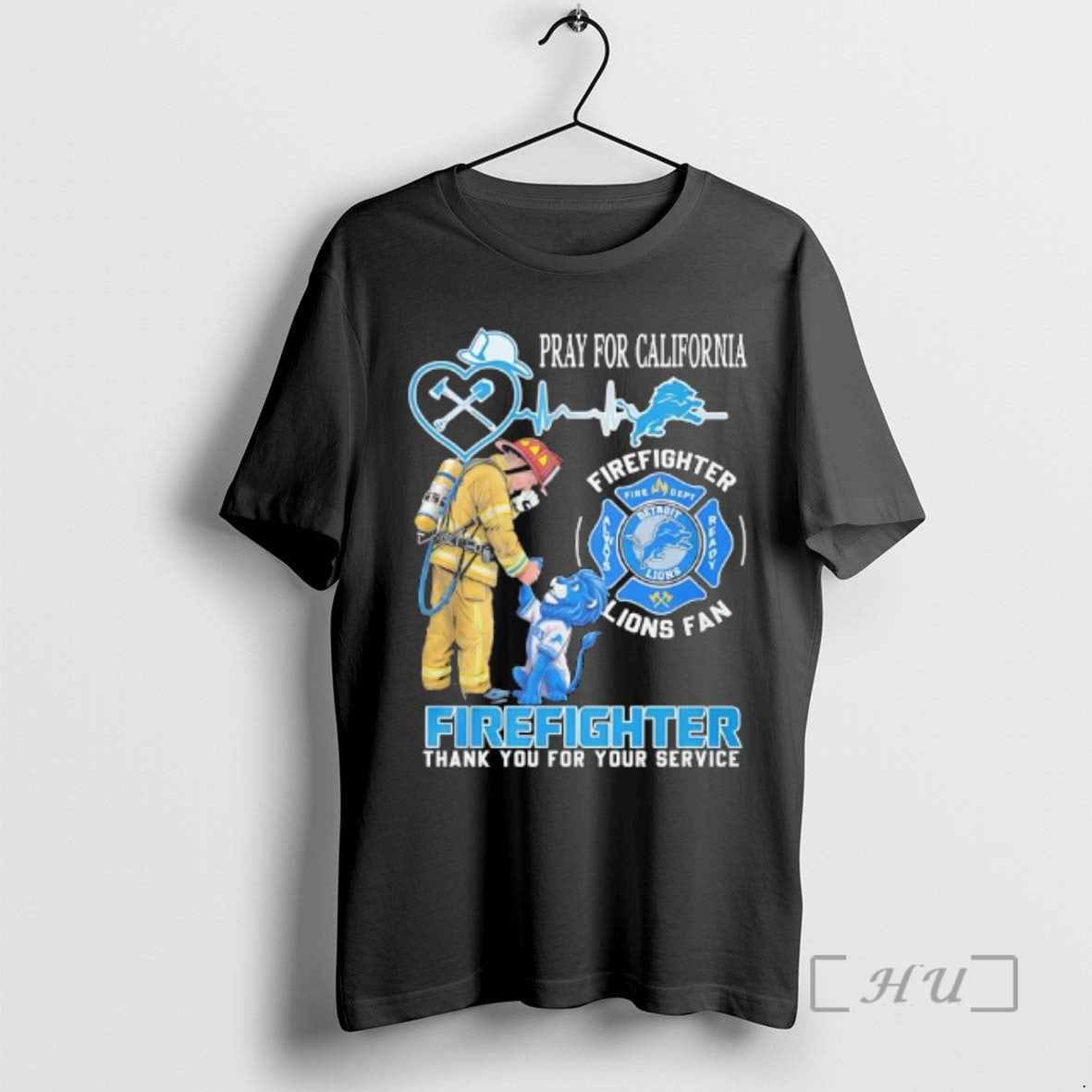 Officials Pray California Firefighter Detroit Lions Fan Firefighter Thank You Your Service T-Shirts, Hoodie, Sweatshirt