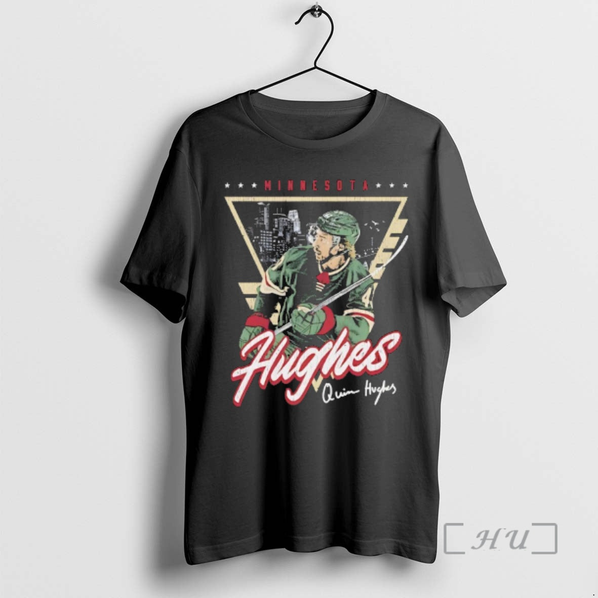 Officials Quinn Hughes Minnesota Wild Triangle Autographed Retro T-Shirts, Hoodie, Sweatshirt | PopFlextees.com