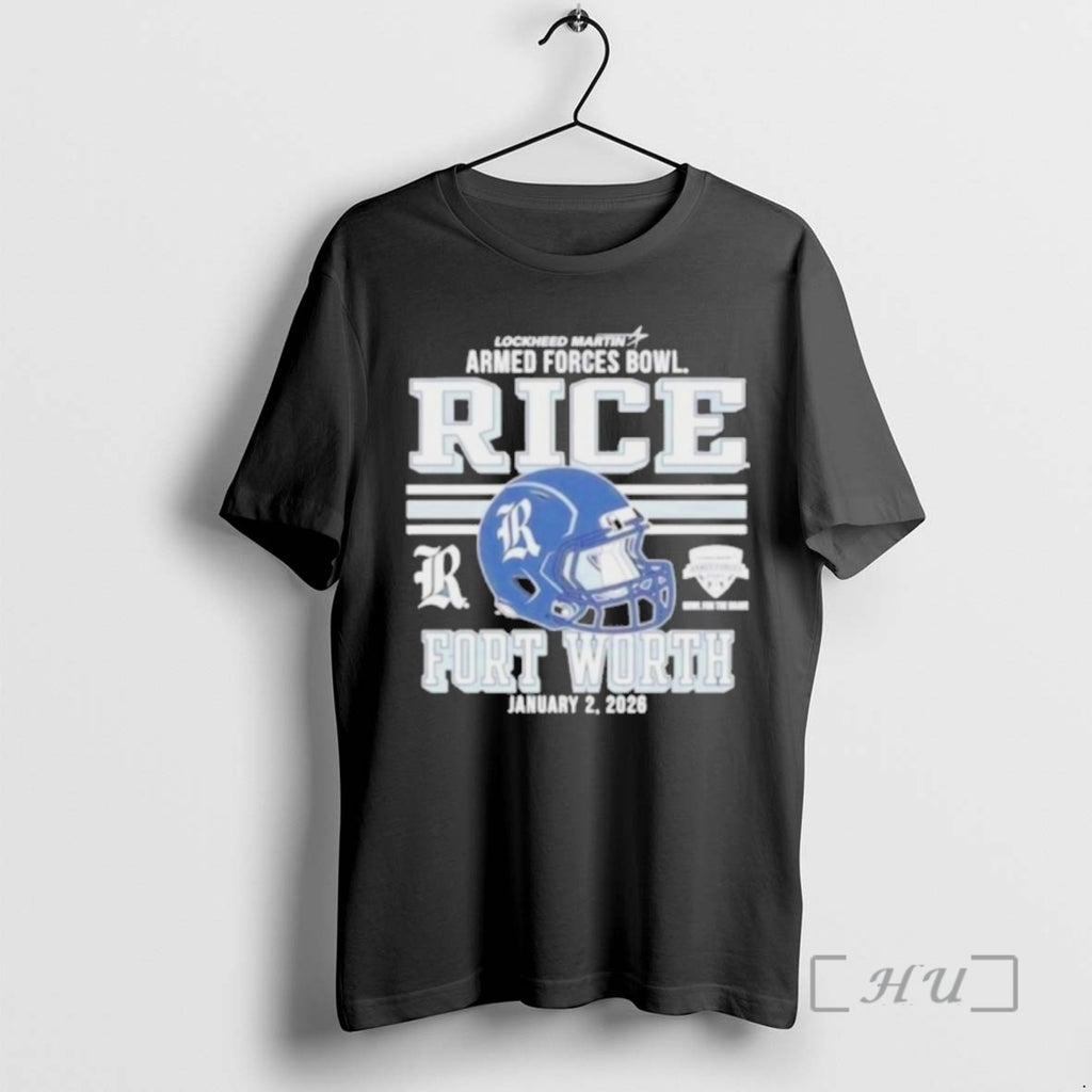 Officials Rice Owls Football 2026 Armed Forces Bowl Fort Worth Helmet Premium T Shirts Sweater Hoodie, Sweatshirt