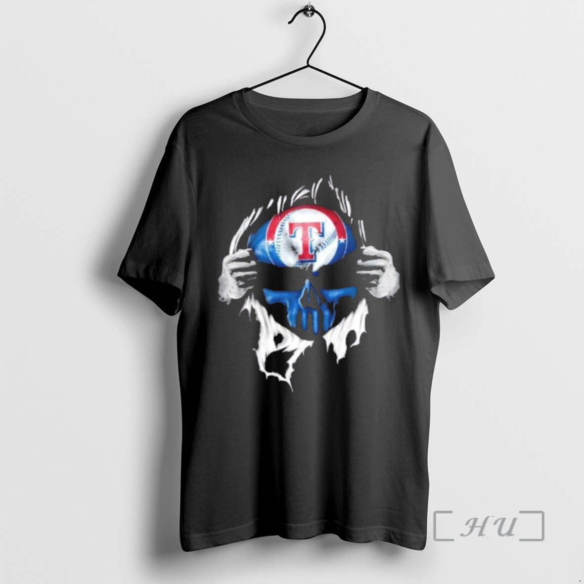 Officials Ripped From The Chest Skull Deep Texas Rangers Till The Grave Premium T Shirts Hoodie, Sweatshirt | PopFlextees.com