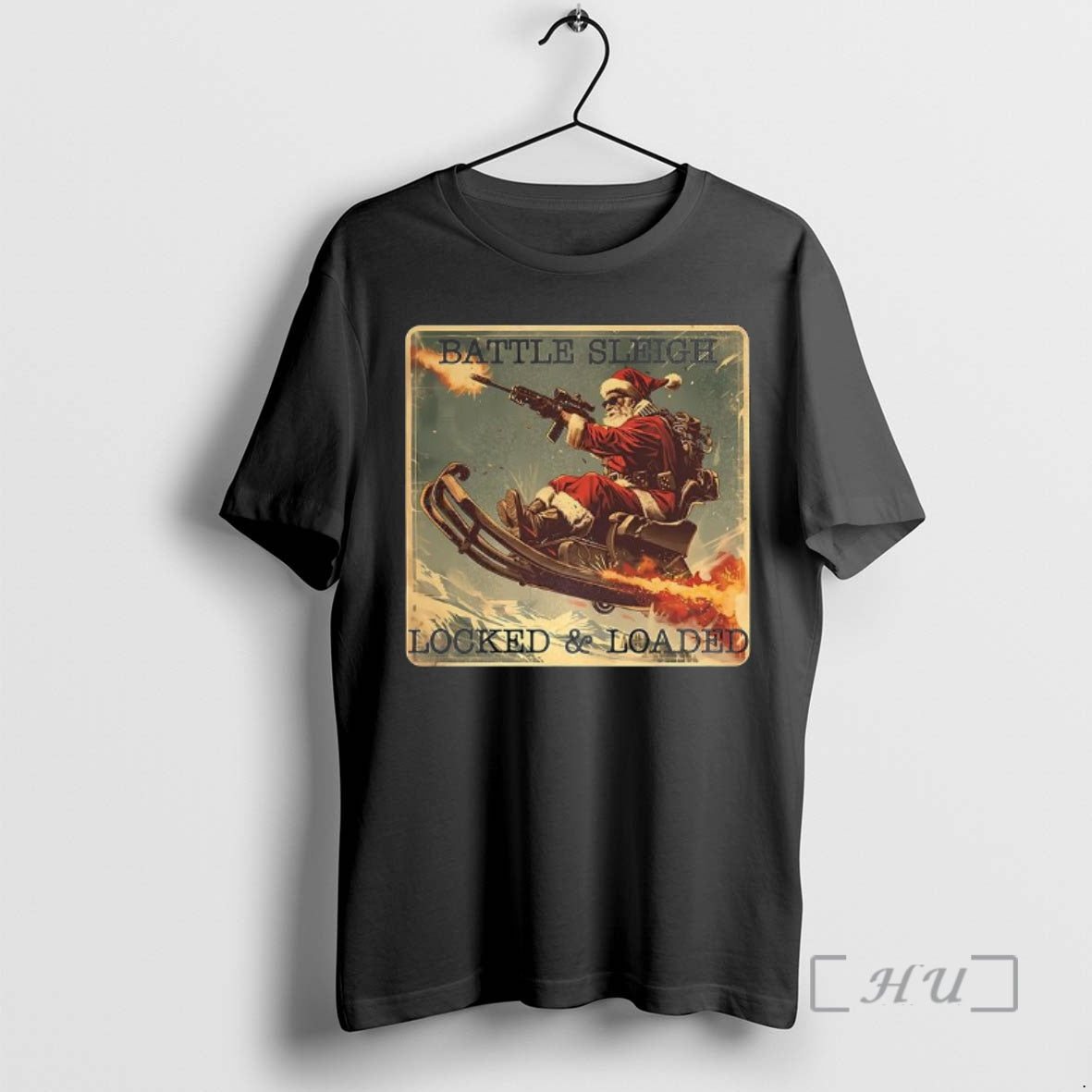 Officials Santa Battle Sleigh Locked And Loaded Christmas T-Shirts, Hoodie, Sweatshirt | PopFlextees.com