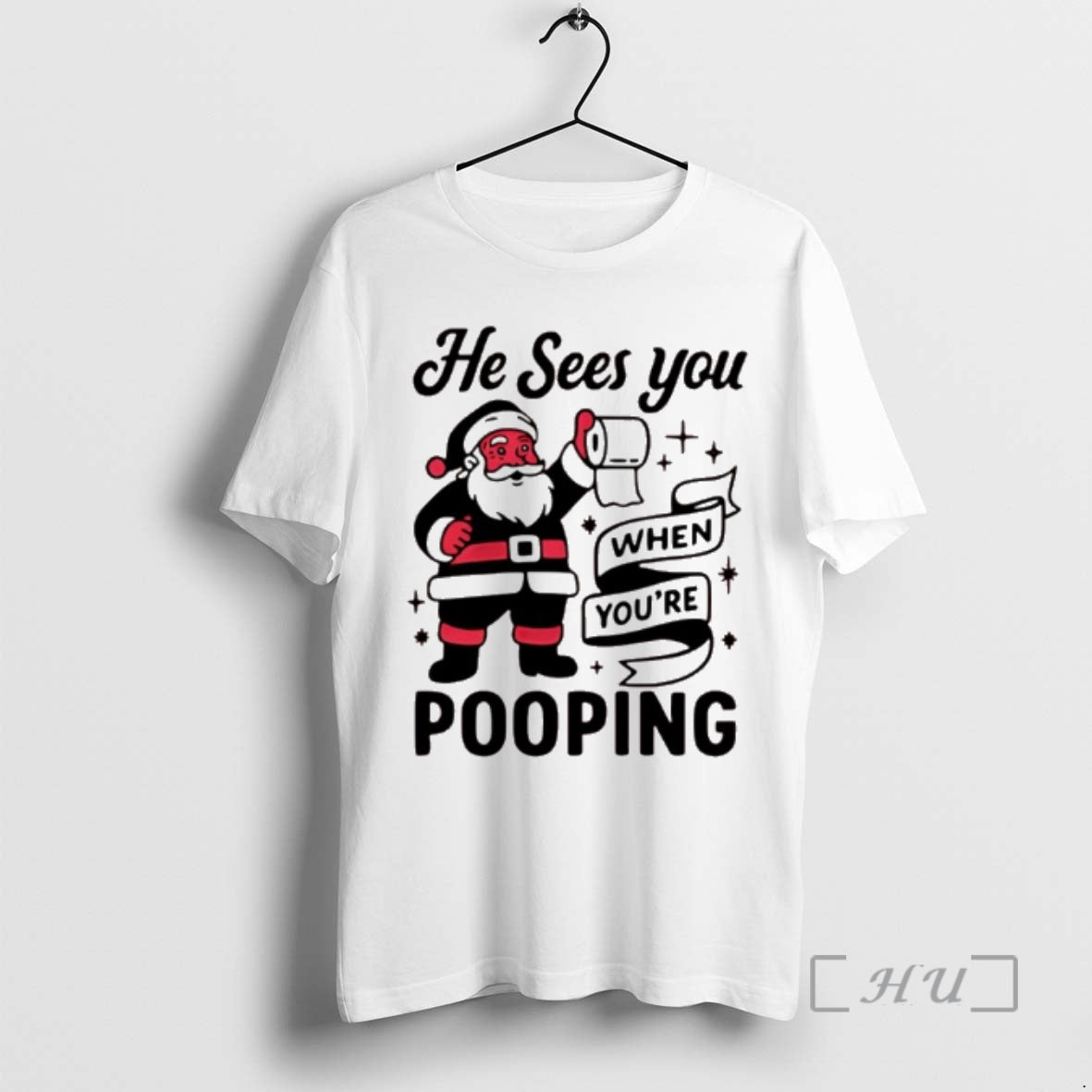 Officials Santa Claus He Sees You When Youre Pooping Christmas T-Shirts, Hoodie, Sweatshirt | PopFlextees.com