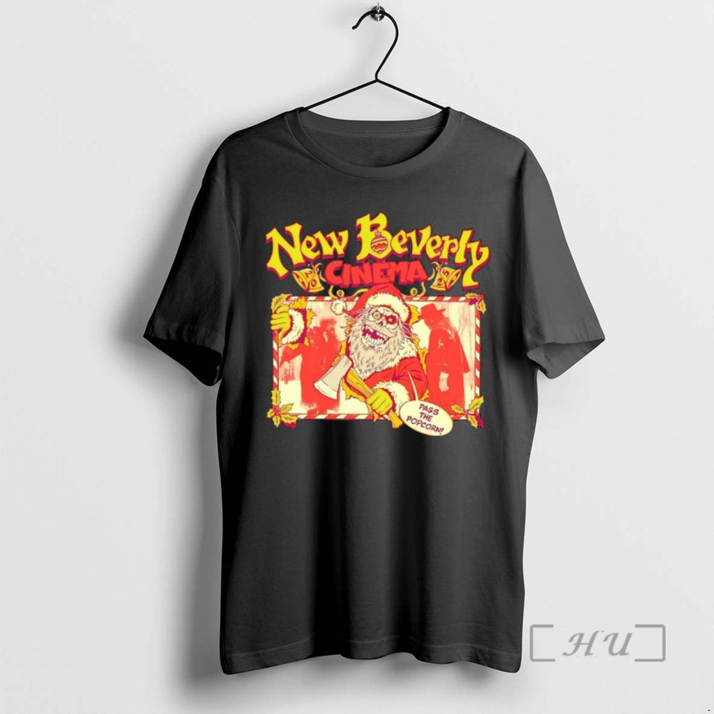 Officials Santa Horror 2025 New Beverly Cinema Holiday Christmas Pass The Popcorn Premium T Shirts Hoodie, Sweatshirt