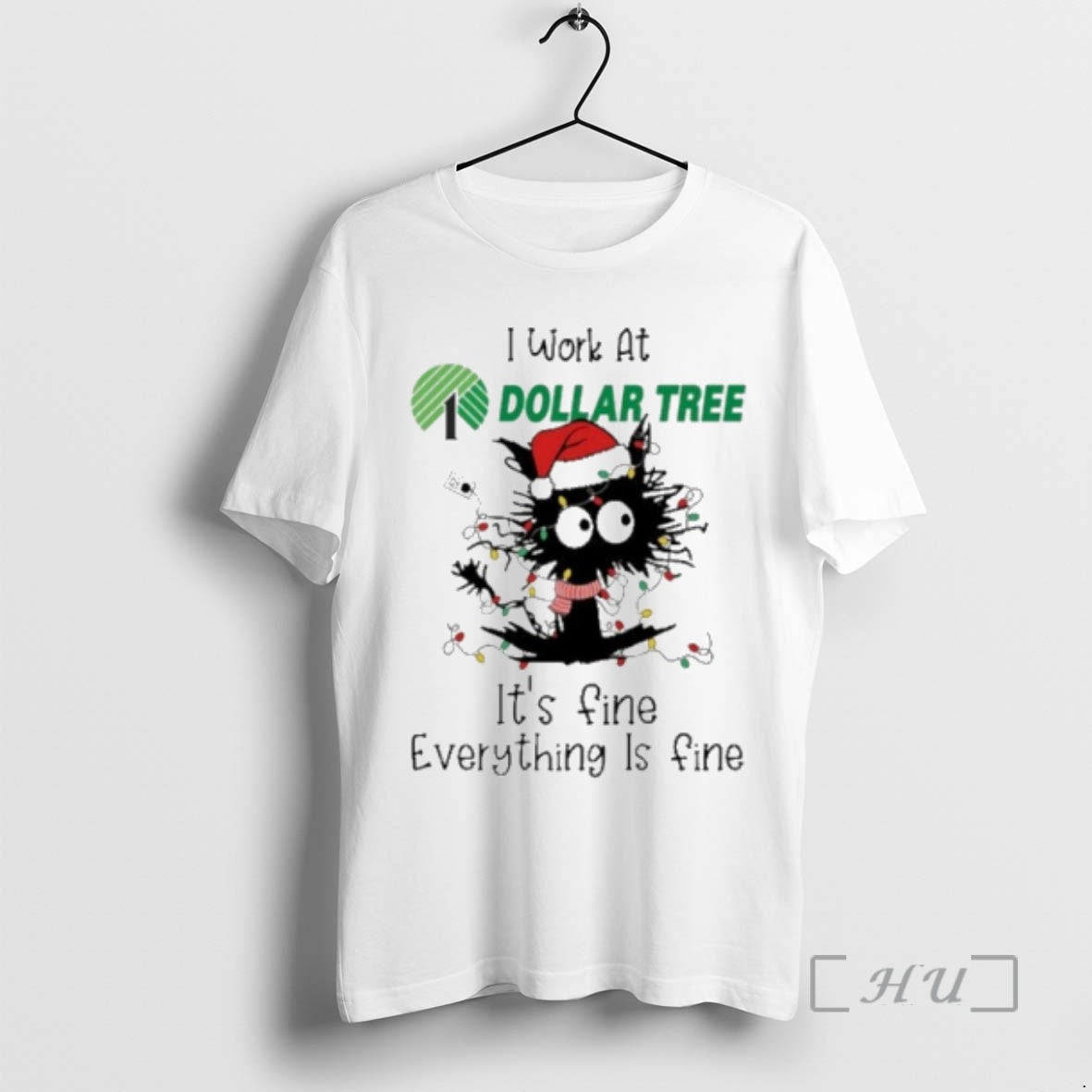 Officials Santa Light Cat I Work At Dollar Tree Its Fine Everything Is Fine Premium T-Shirts, Hoodie, Sweatshirt