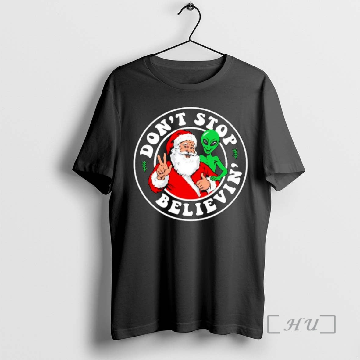 Officials Santa And Alien Dont Stop Believin Ornaments T-Shirts, Hoodie, Sweatshirt | PopFlextees.com