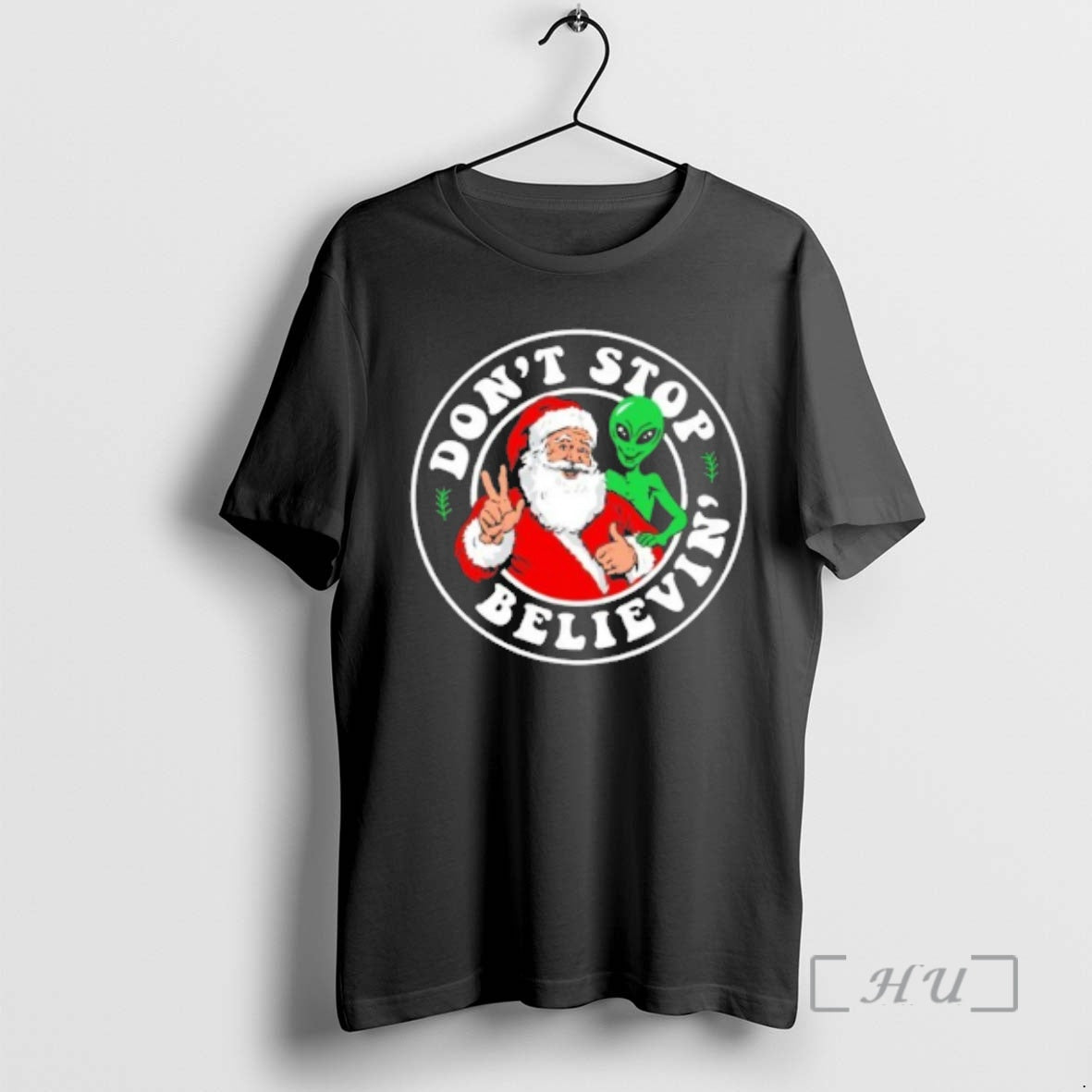 Officials Santa And Alien Dont Stop Believin T-Shirts, Hoodie, Sweatshirt | PopFlextees.com
