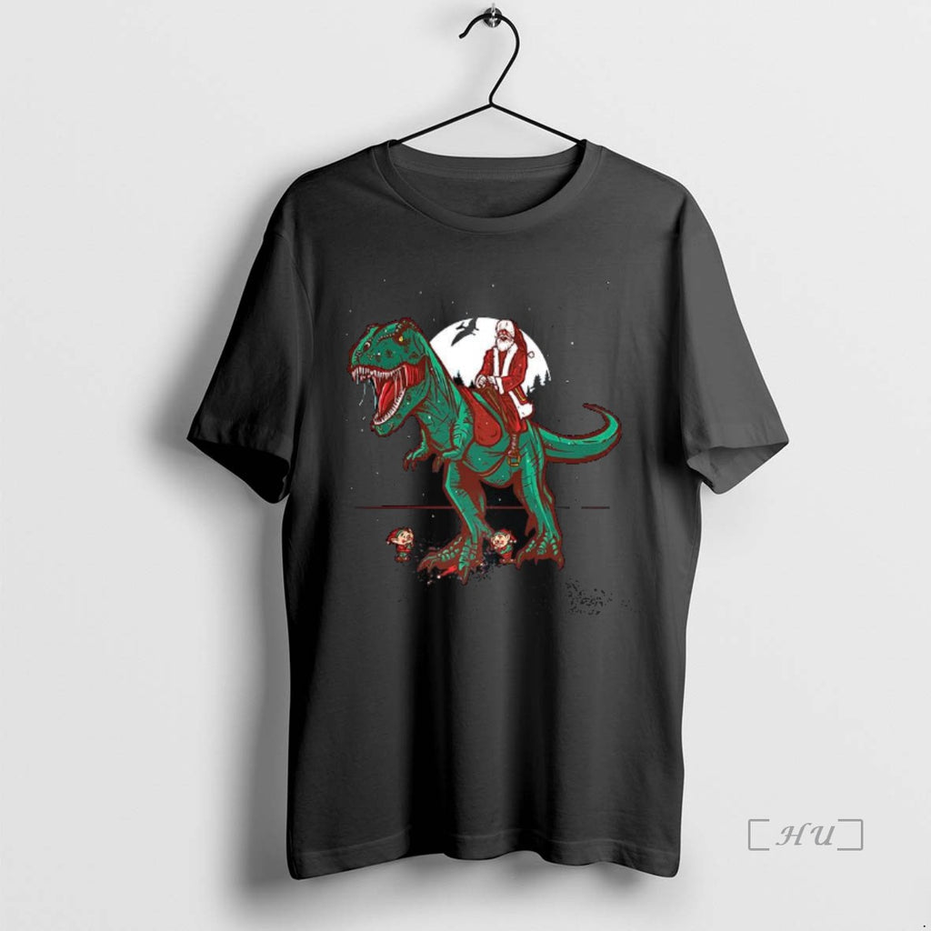 Officials Santa Rides A T Rex Jurassic Christmas T-Shirts, Hoodie, Sweatshirt | PopFlextees.com