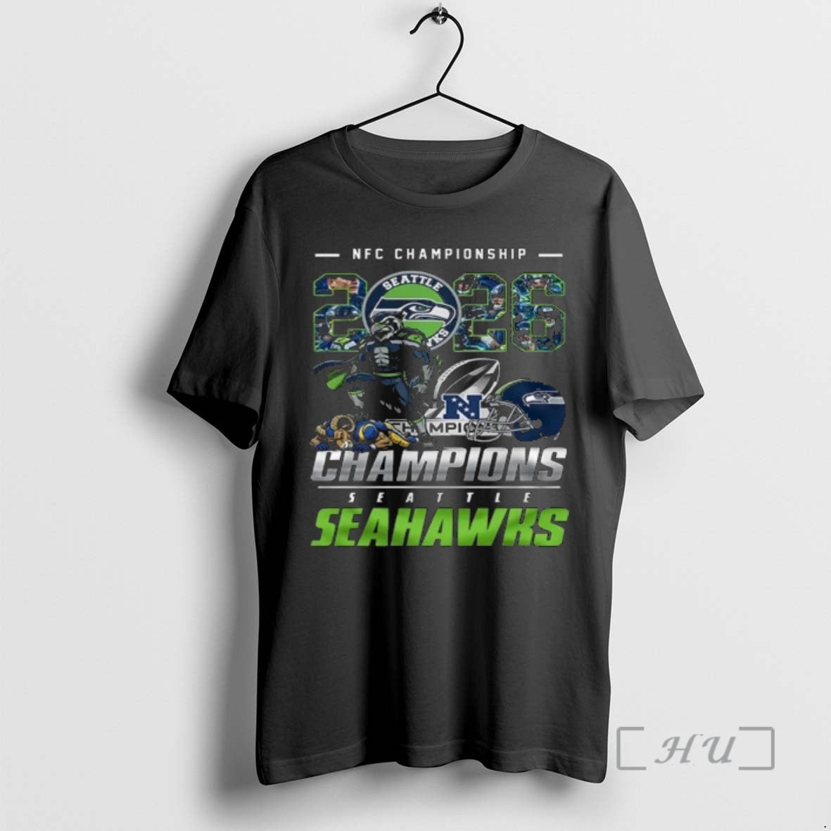 Officials Seahawks 2026 Nfc Championship Champions Mascot T-Shirts, Hoodie, Sweatshirt | PopFlextees.com