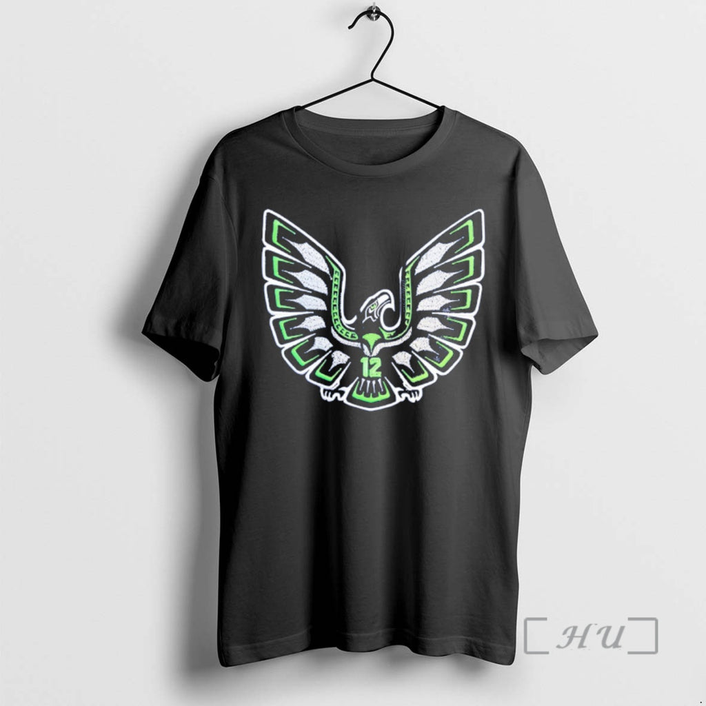 Officials Seattle Tribal Hawk 12th Man Logo T-Shirts, Hoodie, Sweatshirt | PopFlextees.com